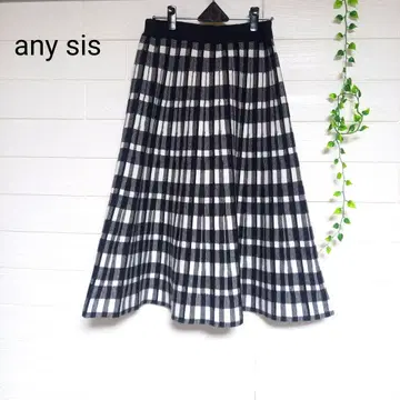 any sis 니트 플레어 스커트 2 블랙 x 화이트