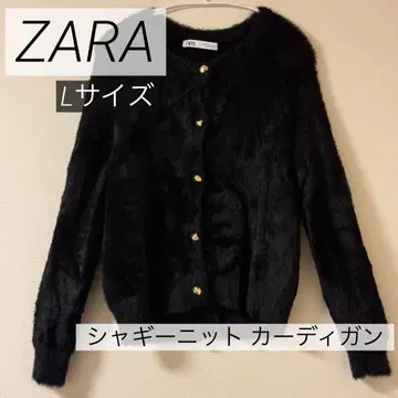 ZARA 블랙 인조 모피 가디건 L