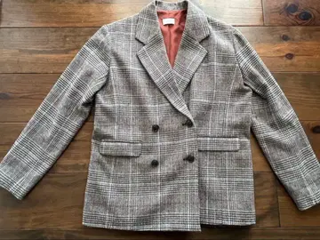 CREADONA 체크 무늬 더블 브레스트 자켓