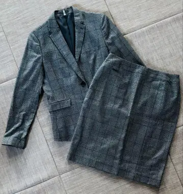 m.f.editorial 수트 체크 무늬 자켓 L / 스커트 XL 그레이