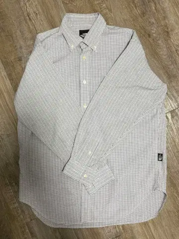 체크 무늬 코튼 버튼 다운 긴팔 셔츠