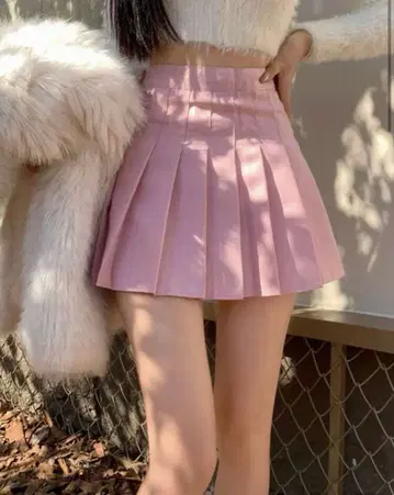 핑크 플리츠 스커트 S 사이즈