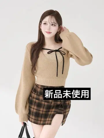 미사용 새상품 다리치 아지메 레이어드 니트탑 베이지