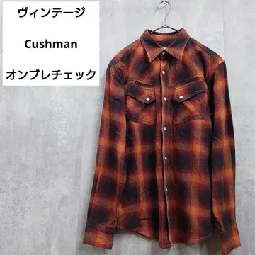 [ Cushman ] 긴팔 옴브레 체크 플란넬 셔츠 오렌지 빨검 체크