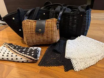 바스켓백과 레이스 옷깃 6종 세트