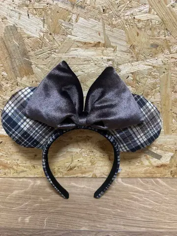 디즈니 머리띠 체크 브라운