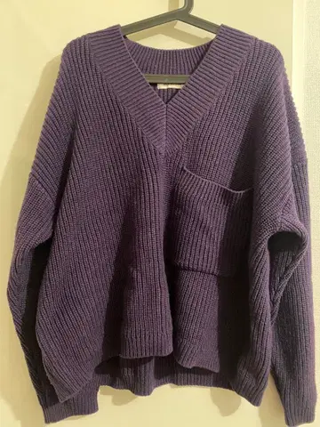 monkey time 퍼플 V넥 니트