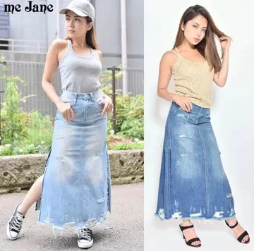 me Jane 미제인 크러쉬 데님 롱 스커트 새상품 블루