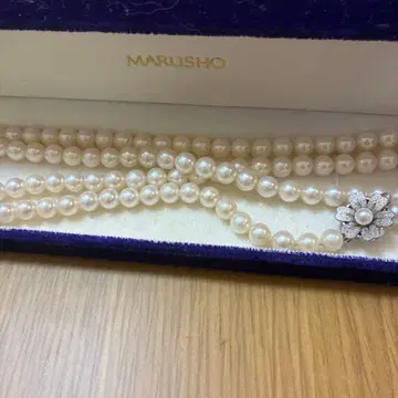 펄 목걸이 금장 장식 실버