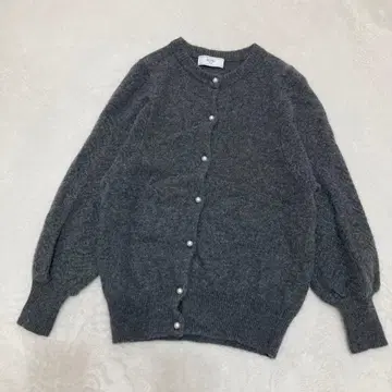 슬로브 이에나 울 캐시미어 패턴 니트 펄 가디건 그레이