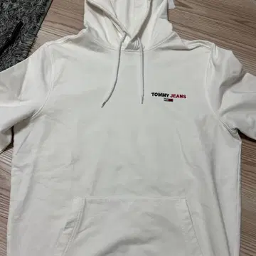 TOMMY JEANS 화이트 후드 부착 후드티 M
