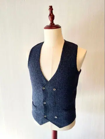 Settefili Cashmere 알파카 울 니트 지레 베스트 네이비