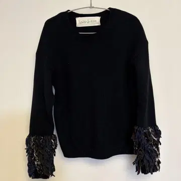 아틀리에 드 사봉 블랙 블랙 프린지 니트 스웨터