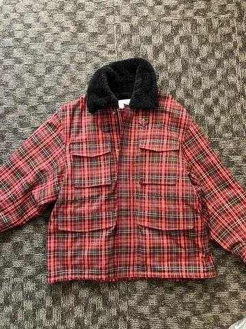 GU x beautiful people 체크 보아 블루종 OLIVE L