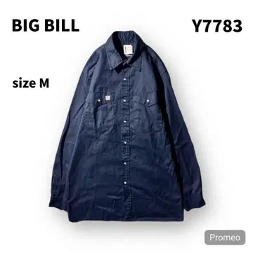 [ 즉시 구매 OK ] BIG BILL 긴팔 워크 셔츠 사이즈 M 네이비