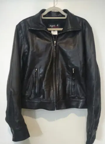 agnes b 아그네스베 램 가죽 싱글 라이더 자켓