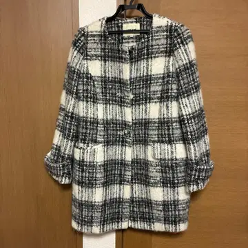 노카라 체크 자켓 사이즈 38