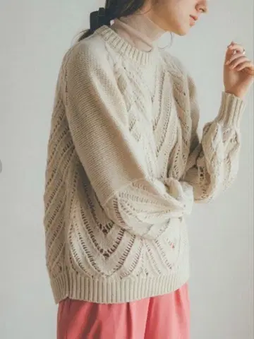 CLANE 오픈 워크 케이블 니트