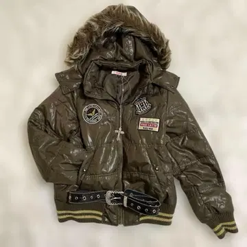 충전솜 다운 자켓 00s y2k 와펜 퍼 헤이세이 갸루 시크 스타일