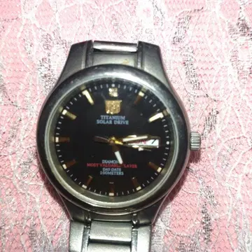 작동품 ELGIN 티타늄 솔라 드라이브 전파 솔라 손목시계