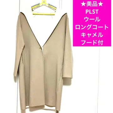 새상품급 PLST 울 롱 코트 카멜 후드 부착 무료배송 익명 배송