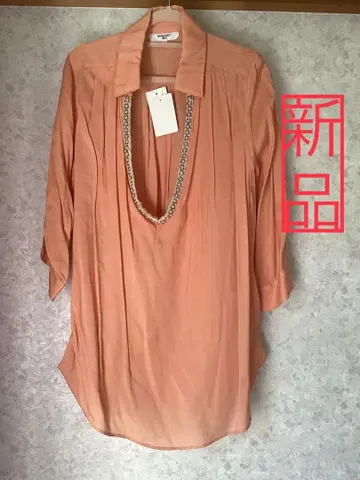 새상품 7부 소매 튜닉 S 오렌지 NATURAL BEAUTY BASIC