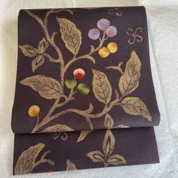 캐주얼 오비 짙은 보라색 전체 무늬 순수 실크 가드 부착