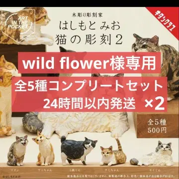 가챠 하시모토 미오 고양이 조각 2종 총 5개 컴플리트 세트 x 2세트