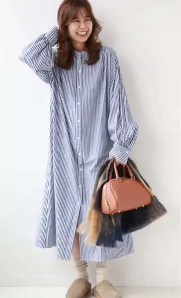 저널 스탠다드 리룸 코튼 포플린 개더 원피스