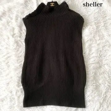 sheller 숄더 보아 니트 슬리브리스 블랙 프리 사이즈