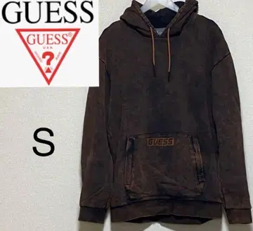 GUESS 게스 풀오버 후드티 후염 브라운 파일 안감 S
