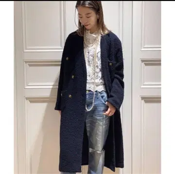 muse de Deuxieme Classe 트위드 V넥 코트