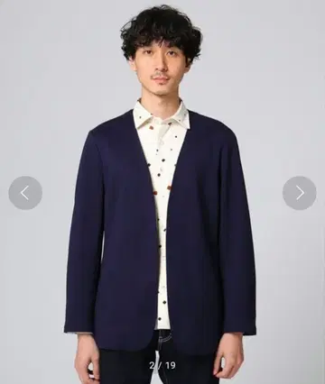 TAKEO KIKUCHI 네이비 노카라 자켓