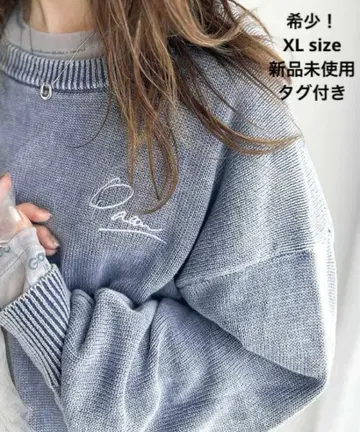 classicalelf/면 100% 원포인트 자수 피그먼트 니트 풀오버