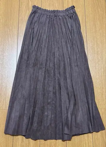 URBAN RESEARCH 페이크 스웨이드 플리츠 스커트 브라운