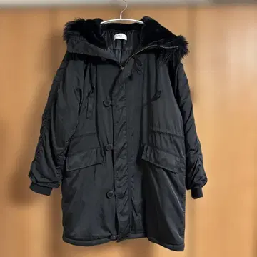 AZUL 블랙 모즈 코트 퍼 포함 L