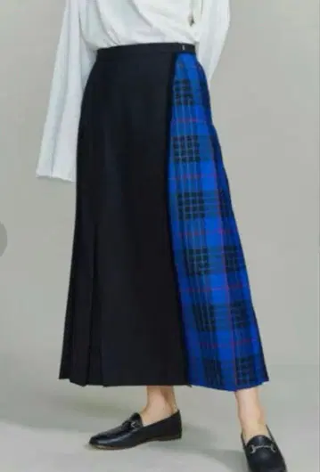 BEAUTY&YOUTH 블랙 블루 타탄 체크 스커트