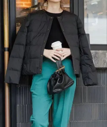 OPAQUE.CLIP 뮬러 다운 발수 노카라 자켓 S 블랙