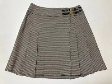 Private Label  플레어 스커트 체크 무늬 사이드 버클 포함