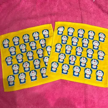 미사용 레트로 도라에몽 일본제 셔링 핸드 타월 2장 세트