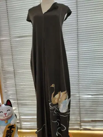 기모노 리메이크 롱 원피스 & 볼레로 백조 자수 프리 사이즈