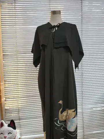 기모노 리메이크 롱 원피스 & 볼레로 백조 자수 프리 사이즈