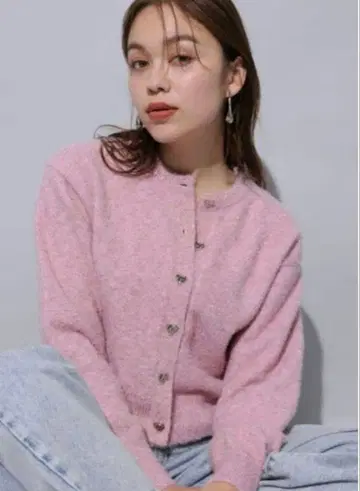 Arpege story 라메 페더 가디건 핑크