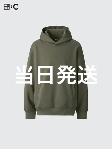 유니클로 C 맨투맨 오버 사이즈 풀 후드티 올리브 S