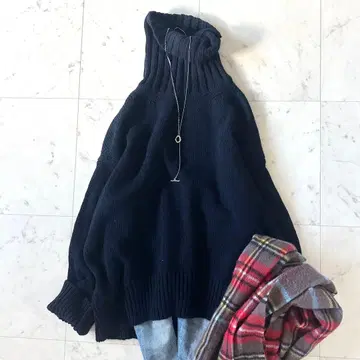 새상품급*갤러리 바이 파인 울 하이넥 풀오버 터틀넥 네이비