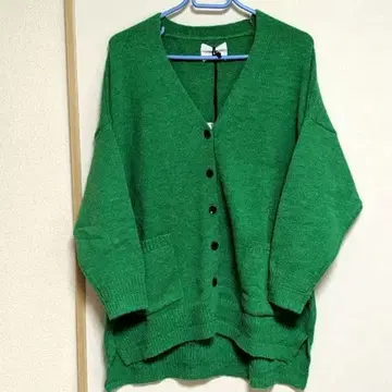 미사용 새상품 선명한 그린 가디건 체형 커버 귀여운