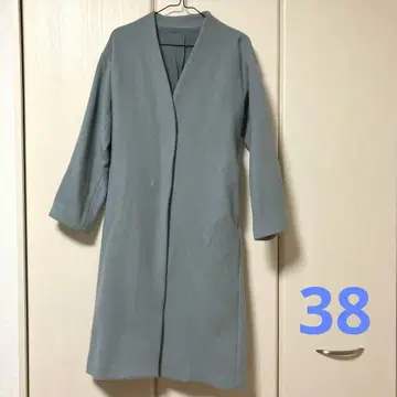 노카라 코트 롱 코트 블루 그레이 사이즈 38