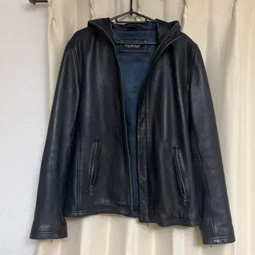 Haruf 블랙 가죽 후드 자켓