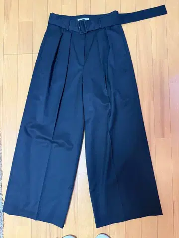 블랙 와이드 팬츠 벨트 포함