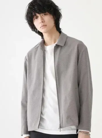 STUDIOUS 그레이 체크 무늬 집업 자켓